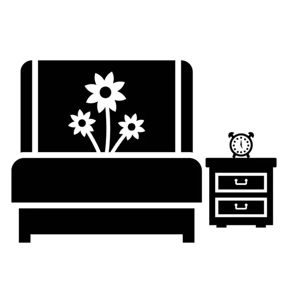 Chambre Coucher Glyphe Icône — Image vectorielle