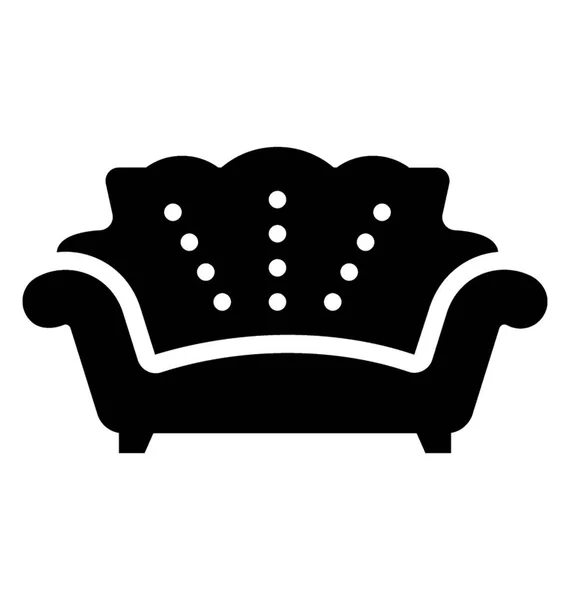 Sofa Glyph Vector Icon — Stockvector