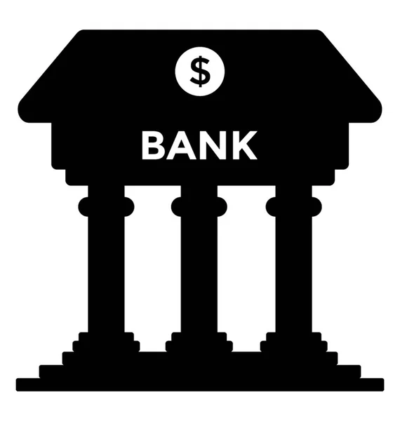 Bank Glyph Vector Icon — Stock Vector