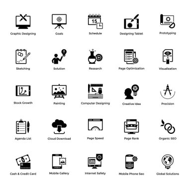 Web ve grafik tasarımı glif simgeler 6 ayarla
