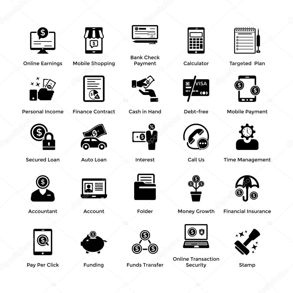 Business and Finance Glyph Icons Set 3