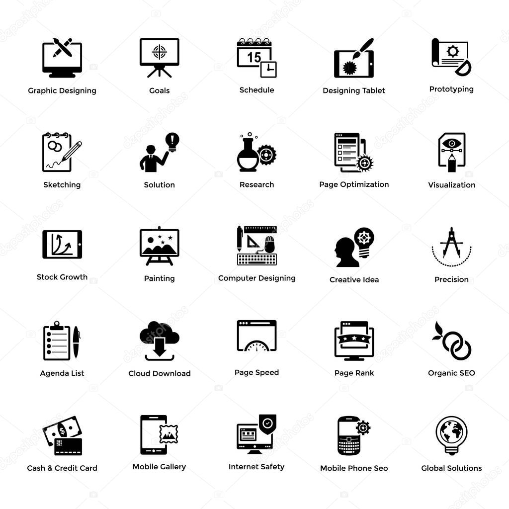 Web and Graphic Designing Glyph Icons Set 6