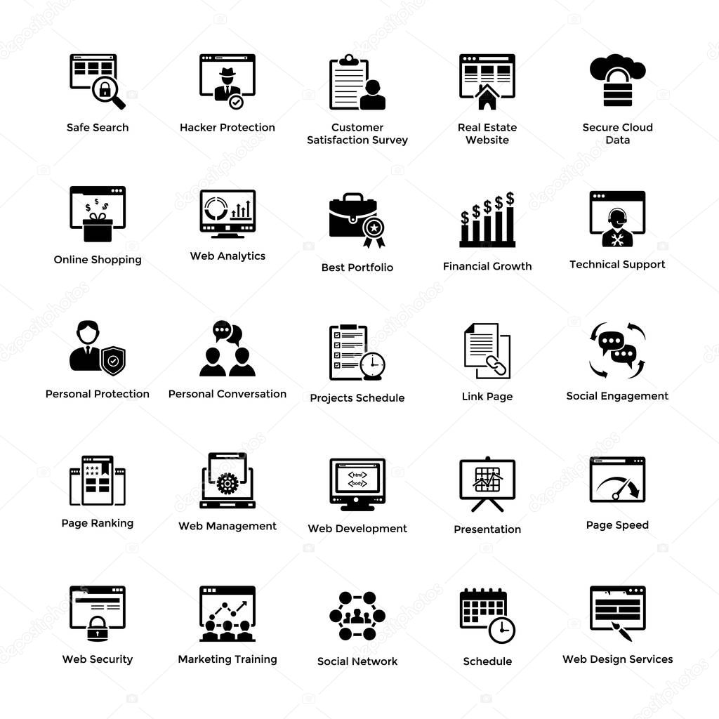 Web and Graphic Designing Solid Icons Design Set 8