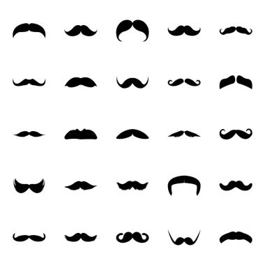 Glyph Icon Design Set of Mustaches clipart