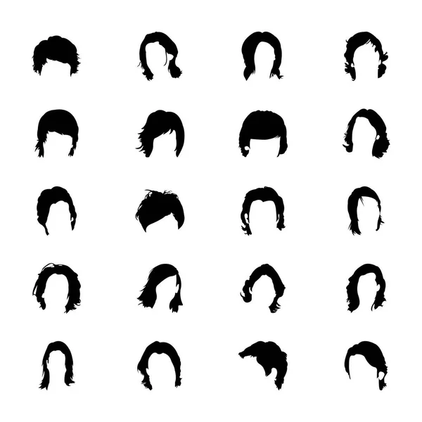 Тверді Ікони Дизайн Волосся — стоковий вектор