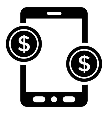 Mobil ödeme glif vektör simgesi