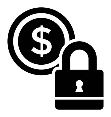 Güvenli kredi glif vektör simgesi