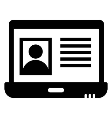 Online hesap glif vektör simgesi