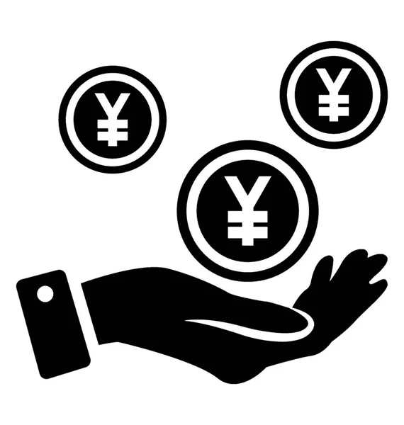 Yen Munt Betaling Glyph Vector Icon — Stockvector