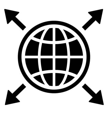 Küresel yön glif vektör simgesi