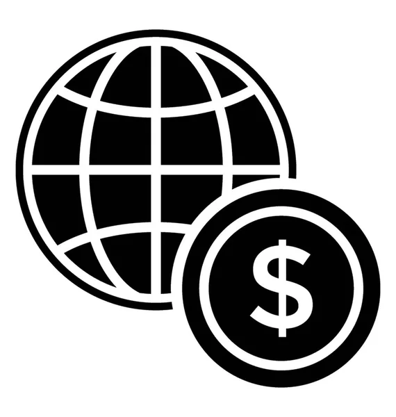 Global Banking Glyph Vector Icono — Archivo Imágenes Vectoriales