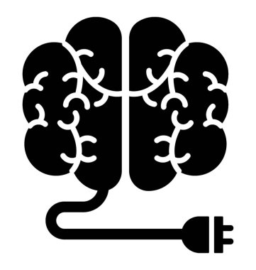 Beyin güç glif vektör simgesi