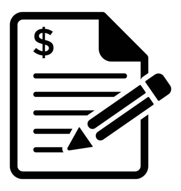 Bütçe glif vektör simgesi