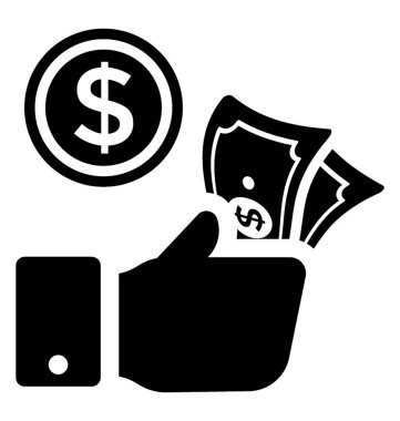 Kazanç glif vektör simgesi