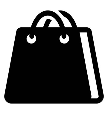 Alışveriş çantası glif vektör simgesi
