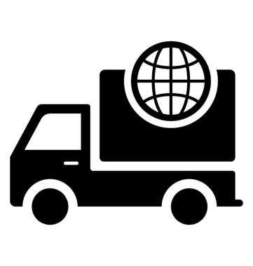 Dünya çapında nakliye glif vektör simgesi