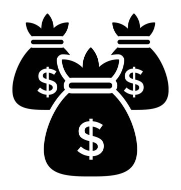 Para çantası glif vektör simgesi