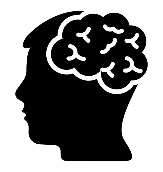 Glifo Cerebral Humano Vector Icono — Vector de stock