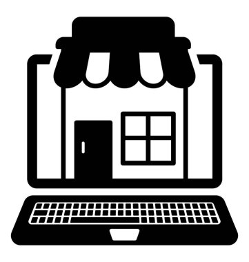 Online mağaza glif vektör simgesi