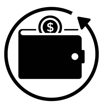 Para iade garantisi glif vektör simgesi