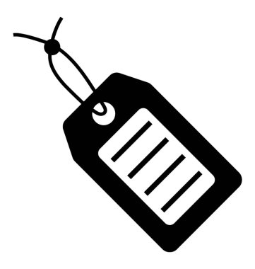 Alışveriş etiket glif vektör simgesi