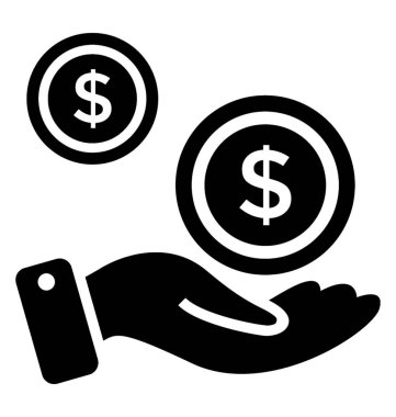 Kredi glif vektör simgesi