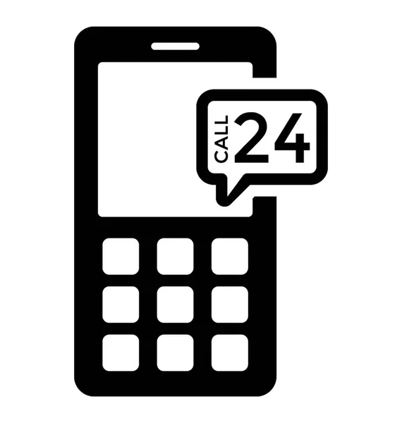 Mobilní Telefon Zákaznické Služby Glyf Ikona — Stockový vektor