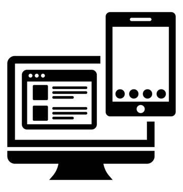 Duyarlı Web Tasarım glif vektör simgesi