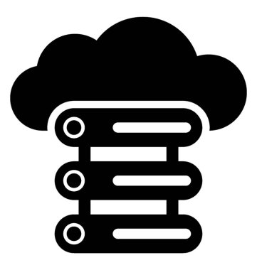 Bulut sunucu glif vektör simgesi