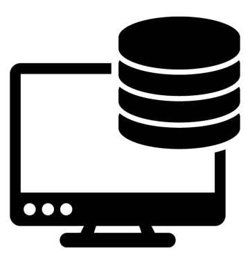 SQL komut dosyası glif vektör simgesi