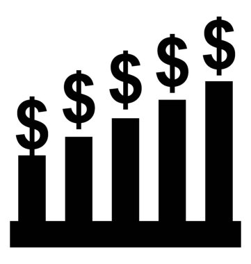 Finansal büyüme glif vektör simgesi
