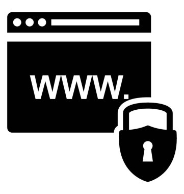 Web güvenlik glif vektör simgesi
