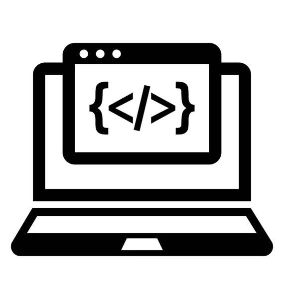 Programación Glifos Vector Icono — Vector de stock