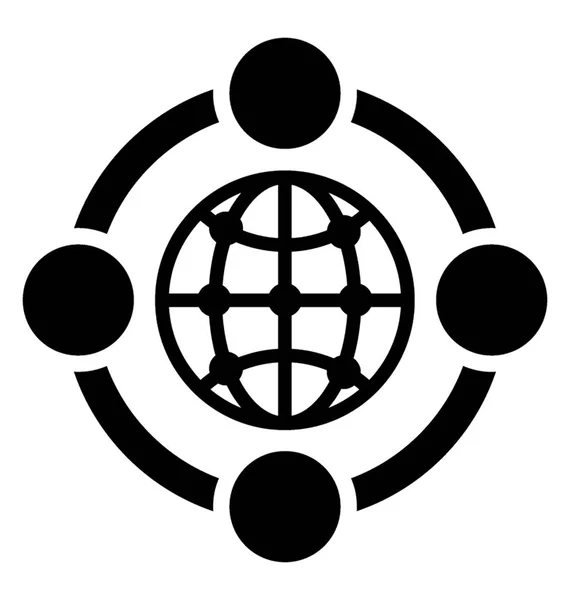 Rede Global Glyph Vector Icon — Vetor de Stock