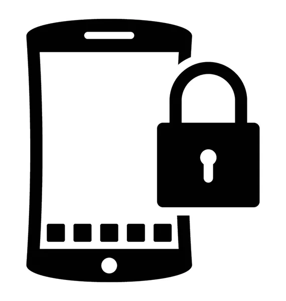 Mobile Security Glyph Vector Icon — Stock Vector