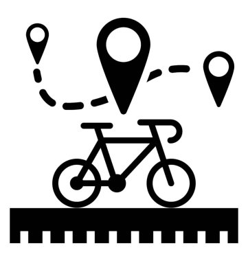 Bisiklet rota glif simgesi