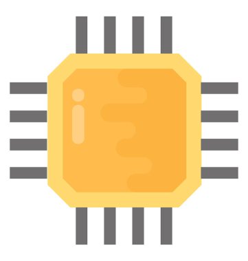 İşlemci çip düz simgesi