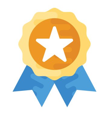 Yıldızlı rozet düz vektör simgesi