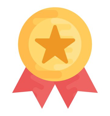 Yıldız şerit rozet düz vektör simgesi