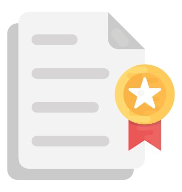 Belge düz vektör simgesi sertifikalı