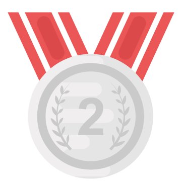 İkinci sıra madalya düz vektör simgesi