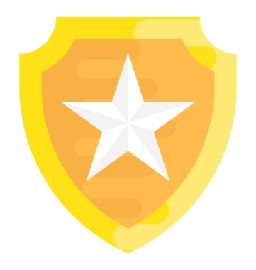 Yıldız kalkan düz vektör simgesi