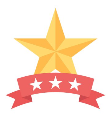 Yıldızlı rozet düz vektör simgesi