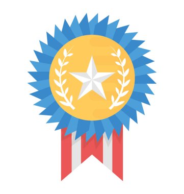 Yıldızlı rozet düz vektör simgesi 