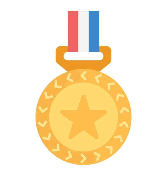 Gold Medal Flat Vector Icon — Stock Vector