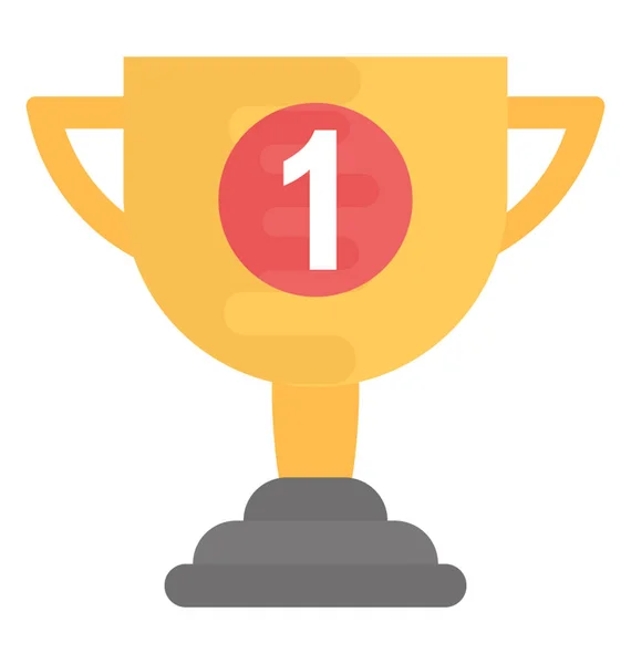 First Position Trophy Flat Vector Icon — Stock Vector