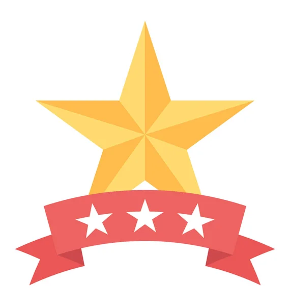 Estrella Insignia Plana Vector Icono — Vector de stock
