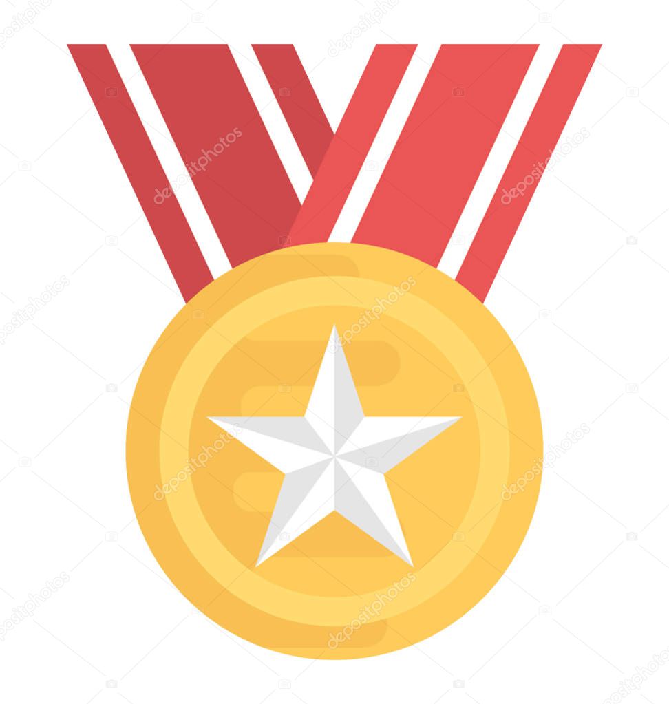 Gold Medal Flat Vector Icon