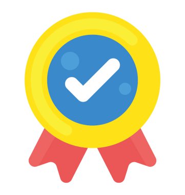 Kalite onay düz vektör simgesi