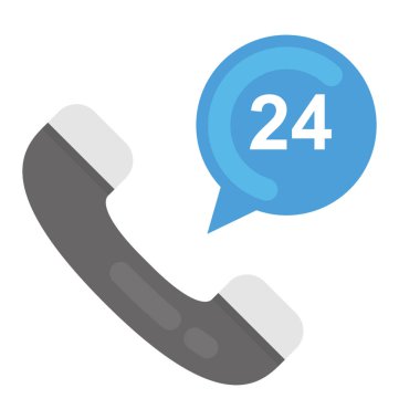 24 saat hizmet düz vektör simgesi